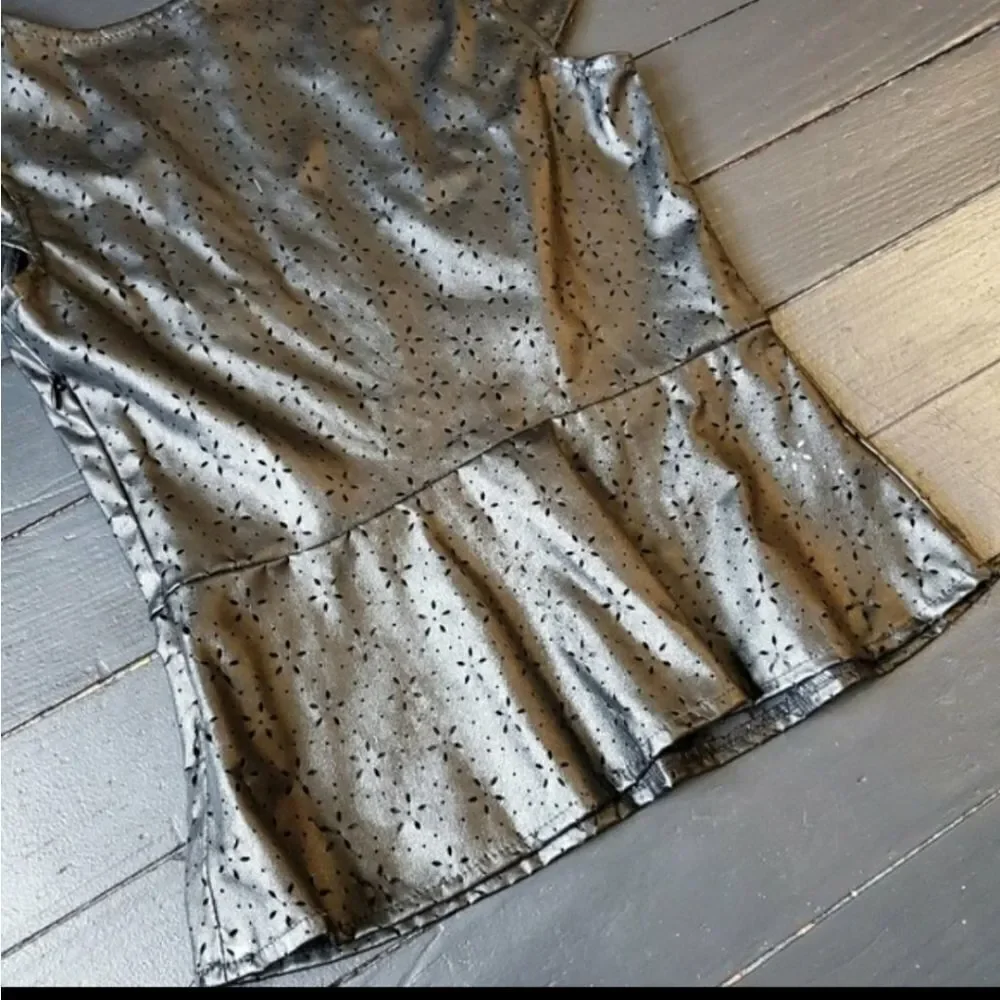 Anthropologie Black Pleather Blouse